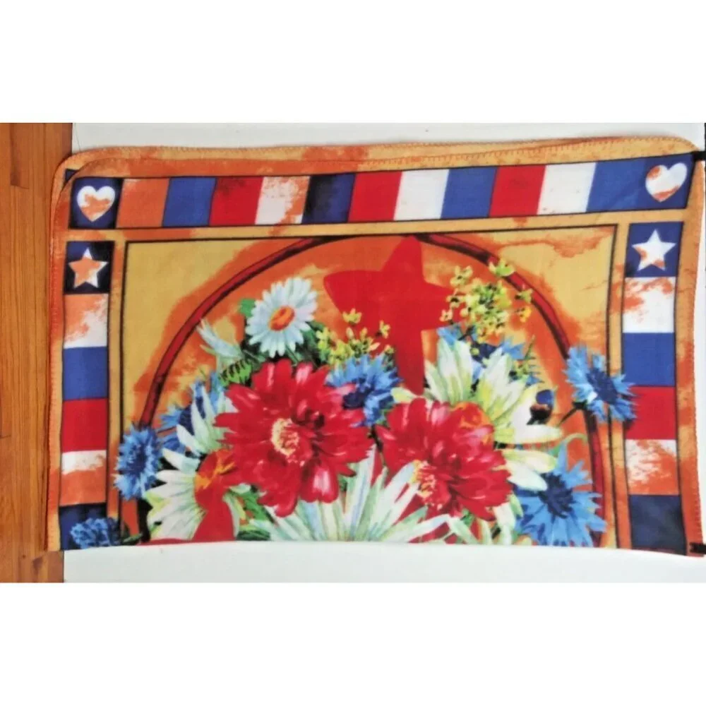 NEW Throw Blanket Floral Patriotic 48
